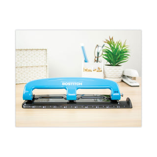 Bostitch® EZ Squeeze Three-Hole Punch, 12-Sheet Capacity, Blue/Black (ACI2103)