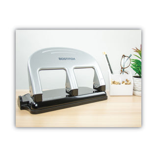 Bostitch® EZ Squeeze Three-Hole Punch, 40-Sheet Capacity, Black/Silver (ACI2240)