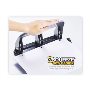 Bostitch® EZ Squeeze Three-Hole Punch, 40-Sheet Capacity, Black/Silver (ACI2240)