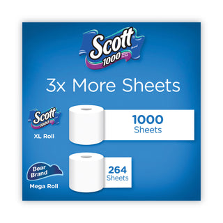 Scott® Toilet Paper, Septic Safe, 1-Ply, White, 1,000 Sheets/Roll, 12 Rolls/Pack, 4 Pack/Carton (KCM10060)