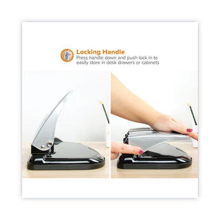 Bostitch® EZ Squeeze Three-Hole Punch, 40-Sheet Capacity, Black/Silver (ACI2240)