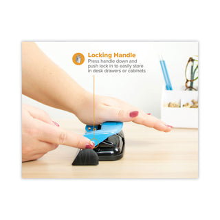 Bostitch® EZ Squeeze Three-Hole Punch, 12-Sheet Capacity, Blue/Black (ACI2103)