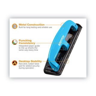 Bostitch® EZ Squeeze Three-Hole Punch, 12-Sheet Capacity, Blue/Black (ACI2103)