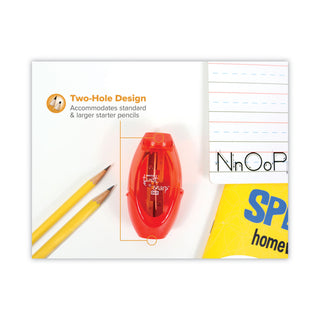 Bostitch® Twist-n-Sharp Pencil Sharpener, Two-Hole, 3.91" x 1.5" x 5.88", Randomly Assorted Colors, 6/Pack (BOSPS2ASSTPK)