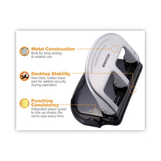 Bostitch® EZ Squeeze Three-Hole Punch, 40-Sheet Capacity, Black/Silver (ACI2240)
