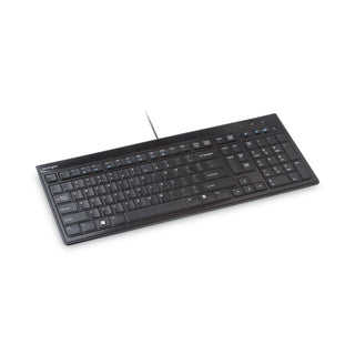 Kensington® Slim Type Standard Keyboard, 104 Keys, Black/Silver (KMW72357)
