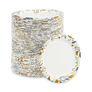 Boardwalk® Deerfield Printed Paper Plates, 6" Dia, Coated/Soak Proof, Multicolor, 250/Pack, 4 Packs/Carton (BWKDEER6PLT)