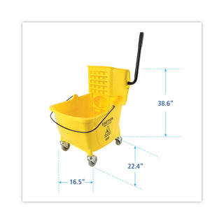 Boardwalk® Pro-Pac Side-Squeeze Wringer/Bucket Combo, 8.75 gal, Yellow/Silver (UNS2635COMBOYEL)
