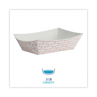 Boardwalk® Paper Food Baskets, 0.5 lb Capacity, Red/White, 1,000/Carton (BWK30LAG050)