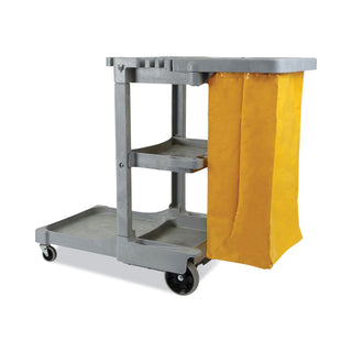 Boardwalk® Janitor's Cart, Plastic, 4 Shelves, 1 Bin, 22" x 44" x 38", Gray (UNSJCARTGRA)