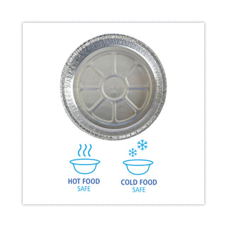 Boardwalk® Round Aluminum To-Go Containers, 48 oz, 9" Diameter x 1.66"h, Silver, 500/Carton (BWKROUND9)