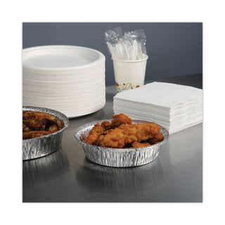 Boardwalk® Round Aluminum To-Go Containers, 24 oz, 7" Diameter x 1.47"h, Silver, 500/Carton (BWKROUND7)