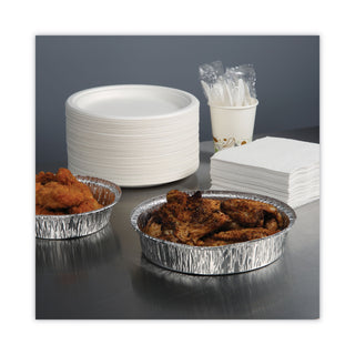 Boardwalk® Round Aluminum To-Go Containers, 48 oz, 9" Diameter x 1.66"h, Silver, 500/Carton (BWKROUND9)
