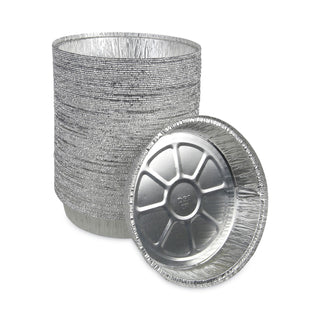 Boardwalk® Round Aluminum To-Go Containers, 48 oz, 9" Diameter x 1.66"h, Silver, 500/Carton (BWKROUND9)