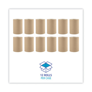 Boardwalk® Hardwound Paper Towels, 1-Ply, 8" x 350 ft, Natural, 12 Rolls/Carton (6252BW)