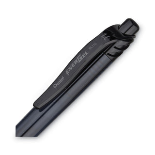 Pentel® EnerGel-X Retractable Gel Pen, 1 mm Metal Tip, Black Ink, Smoke Barrel, Dozen (PENBL110A)