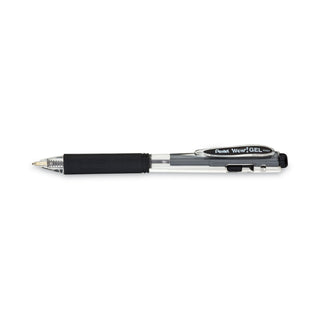 Pentel® WOW! Retractable Gel Pen, Medium 0.7 mm, Black Ink, Clear/Black Barrel, Dozen (PENK437A)