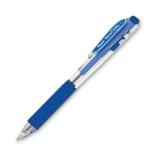 Pentel® WOW! Retractable Gel Pen, Medium 0.7 mm, Blue Ink, Clear/Blue Barrel, Dozen (PENK437C)
