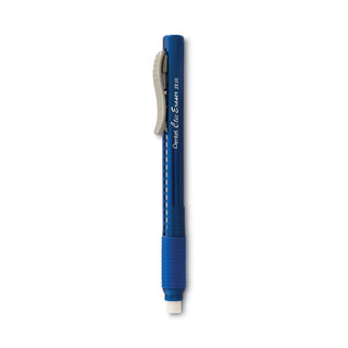 Pentel® Clic Eraser Grip Eraser, White Polyvinyl Chloride Eraser, Blue Barrel (PENZE22C)