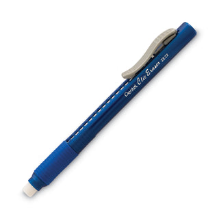 Pentel® Clic Eraser Grip Eraser, White Polyvinyl Chloride Eraser, Blue Barrel (PENZE22C)