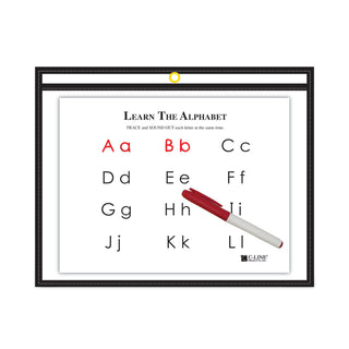 C-Line® Reusable Dry Erase Pockets, 12 x 9, Black (CLI40711)