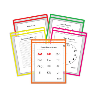 C-Line® Reusable Dry Erase Pockets, 9 x 12, Assorted Neon Colors, 25/Box (CLI40820)
