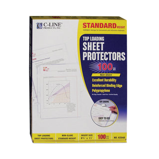 C-Line® Standard Weight Polypropylene Sheet Protectors, Non-Glare, 2", 11 x 8 1/2, 100/BX (CLI62048)