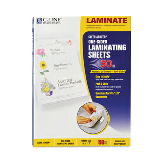 C-Line® Cleer Adheer Self-Adhesive Laminating Film, 2 mil, 9" x 12", 50/Box (CLI65004)