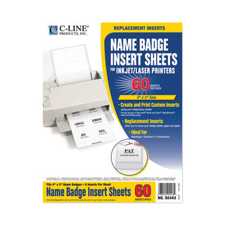 C-Line® Name Badge Inserts, 4 x 3, White, 60/Pack (CLI92443)