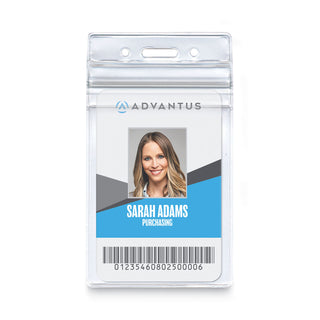 Advantus Resealable ID Badge Holder, Vertical, 3.68 x 5, Clear, 50/Pack (AVT75524)