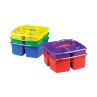 Storex Small Art Caddies, 9.25 x 9.25 x 5.25, Blue/Red/Yellow/Green/Purple, 5 per pack (STX00941U06C)