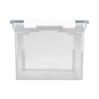 Storex Portable File Tote with Locking Handles, Letter/Legal Files, 18.5" x 14.25" x 10.88", Clear/Silver (STX61530U01C)