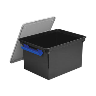 Storex Portable File Tote with Locking Handles, Letter/Legal Files, 18.5" x 14.25" x 10.88", Black/Silver (STX61543U01C)