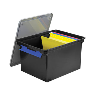 Storex Portable File Tote with Locking Handles, Letter/Legal Files, 18.5" x 14.25" x 10.88", Black/Silver (STX61543U01C)