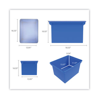 Storex Plastic File Tote, Letter/Legal Files, 18.5" x 14.25" x 10.88", Blue/Clear (STX61554U01C)