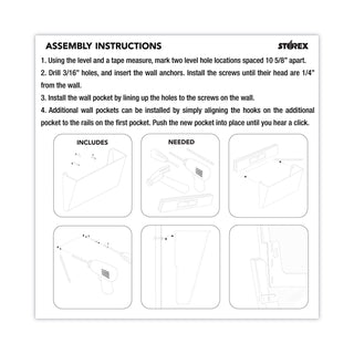 Storex Wall File, Letter, 13 x 7, Single Pocket, Clear (STX70213U06C)