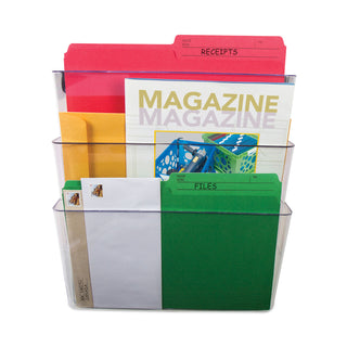 Storex Wall File, Letter, 13 x 14, Three Pocket, Clear (STX70245U06C)
