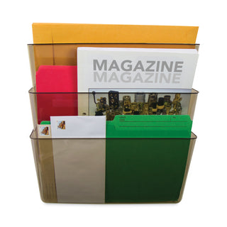 Storex Wall File, Letter, 13 x 14, Three Pocket, Smoke (STX70246U06C)