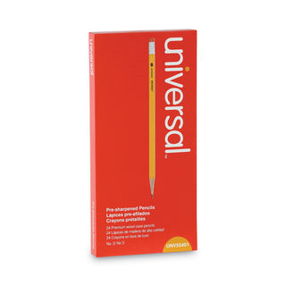 Universal® #2 Pre-Sharpened Woodcase Pencil, HB (#2), Black Lead, Yellow Barrel, 24/Pack (UNV55401)