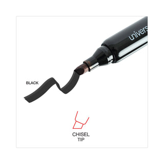 Universal® Chisel Tip Permanent Marker Value Pack, Broad Chisel Tip, Black, 36/Pack (UNV07050)