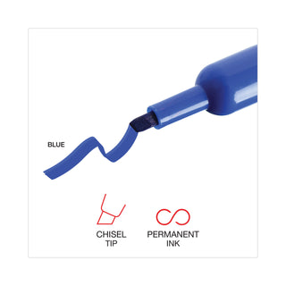 Universal® Chisel Tip Permanent Marker, Broad Chisel Tip, Blue, Dozen (UNV07053)