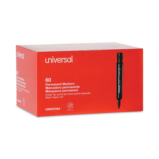 Universal® Chisel Tip Permanent Marker Value Pack, Broad Chisel Tip, Black, 60/Pack (UNV07054)