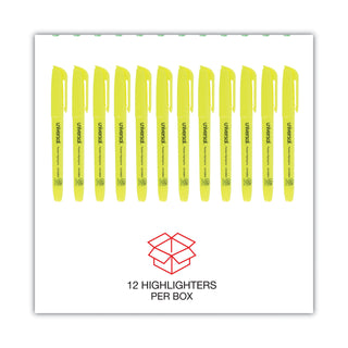 Universal® Pocket Highlighters, Fluorescent Yellow Ink, Chisel Tip, Yellow Barrel, Dozen (UNV08851)