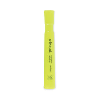 Universal® Desk Highlighters, Fluorescent Yellow Ink, Chisel Tip, Yellow Barrel, Dozen (UNV08861)