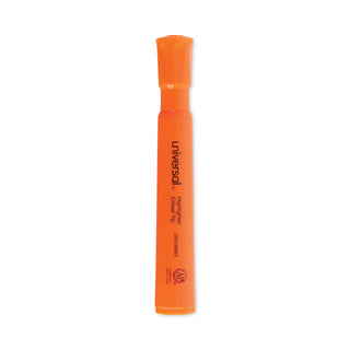 Universal® Desk Highlighters, Fluorescent Orange Ink, Chisel Tip, Orange Barrel, Dozen (UNV08863)