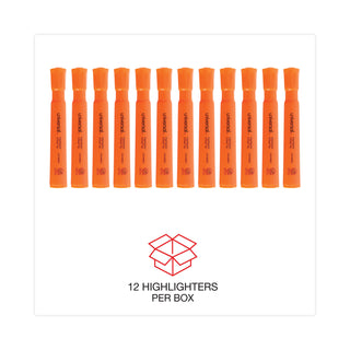 Universal® Desk Highlighters, Fluorescent Orange Ink, Chisel Tip, Orange Barrel, Dozen (UNV08863)