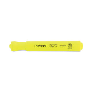 Universal® Desk Highlighter Value Pack, Fluorescent Yellow Ink, Chisel Tip, Yellow Barrel, 36/Pack (UNV08866)