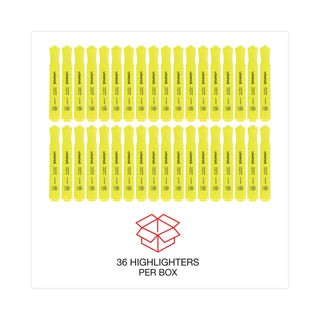 Universal® Desk Highlighter Value Pack, Fluorescent Yellow Ink, Chisel Tip, Yellow Barrel, 36/Pack (UNV08866)