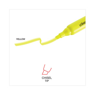 Universal® Desk Highlighter Value Pack, Fluorescent Yellow Ink, Chisel Tip, Yellow Barrel, 36/Pack (UNV08866)