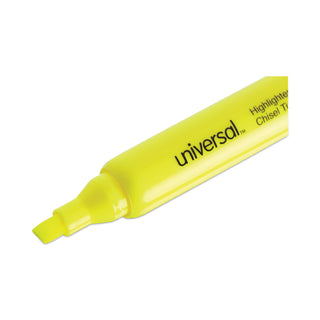 Universal® Desk Highlighter Value Pack, Fluorescent Yellow Ink, Chisel Tip, Yellow Barrel, 36/Pack (UNV08866)